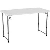 4ft White Foldable Rectangle Adj. Legs